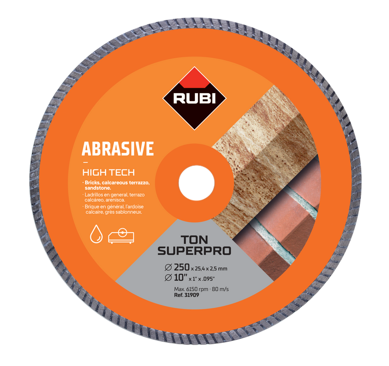 Disco Diamante Material Abrasivo turbo - Rubi Ton 250mm Superpro