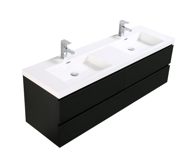 Mueble De Baño Aereo 160X48X50cm Negro - Aqualia Enrico