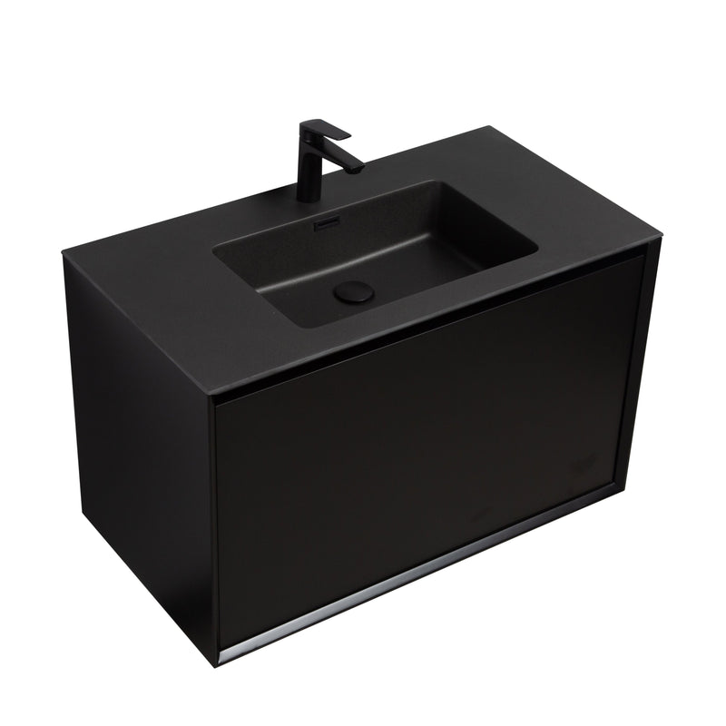 Mueble De Baño Aereo 90X48X55cm Negro - Aqualia Bitti