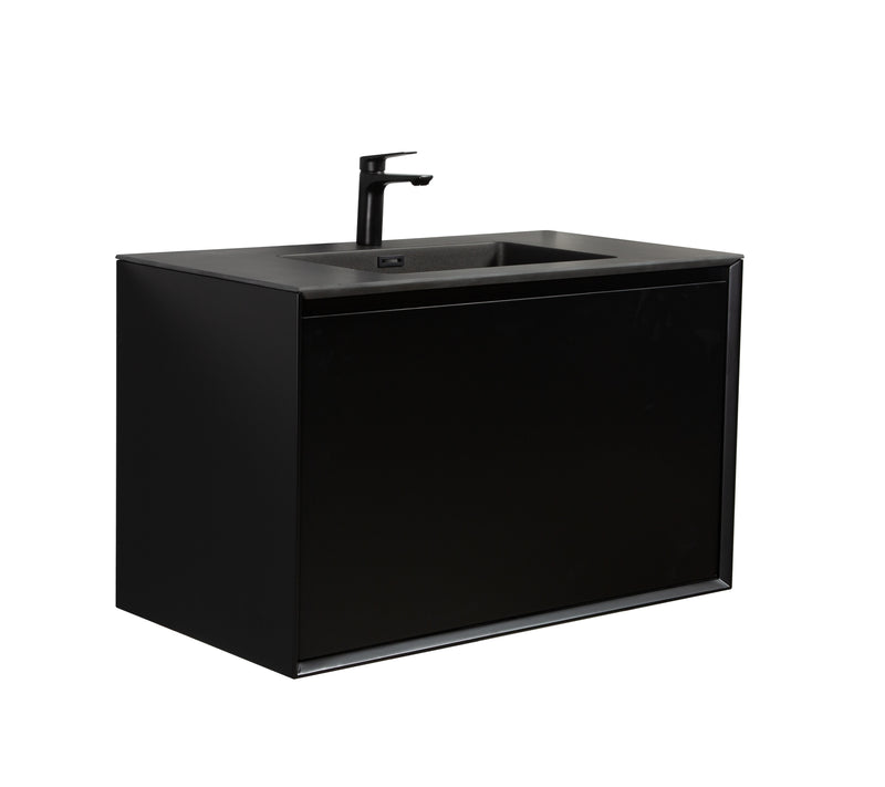 Mueble De Baño Aereo 90X48X55cm Negro - Aqualia Bitti