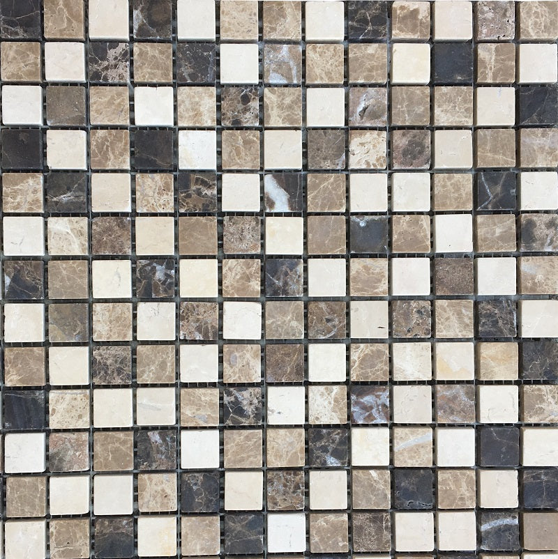 Mosaico De Piedra Natural Mate 30.5X30.5cm Emperador Mix - Porcelamika Pave