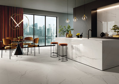 Megaformato Porcelanico Rectificado Pulido 120X278cm Invisible White - Imola The Room